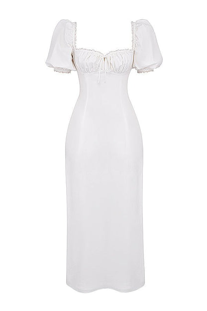 White Puff Sleeve Dress