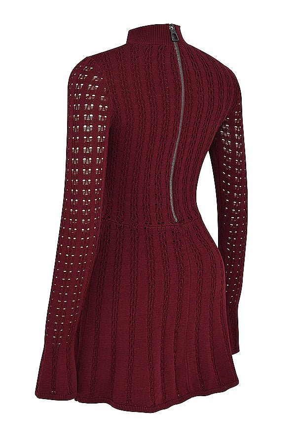 Wine Knit Corset Dress